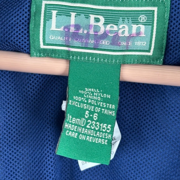 LL Bean Discovery Rain Shell 5-6 Windbreaker Lightweight Jacket Fill Zip Blue - Picture 4 of 10